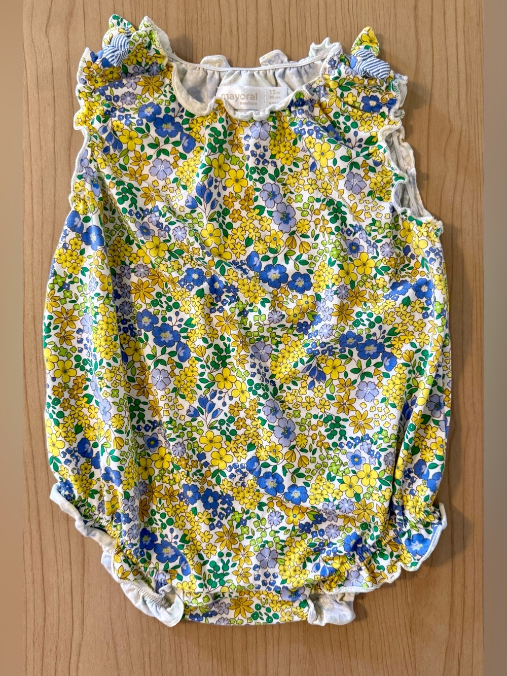 Mayoral Yellow, Blue & Green Floral Baby Romper